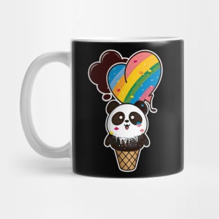 Cute Kawaii Panda Pride with rainbow ice con Heart Mug
